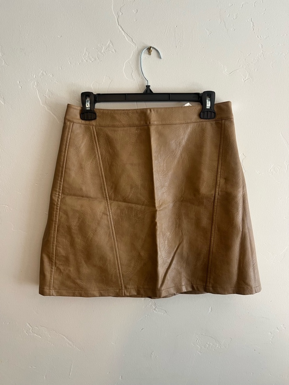 Zara Brown Faux Leather A-Line Mini Skirt